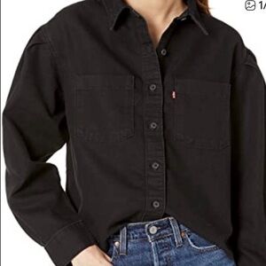 Levi's Kinsley puff sleeve cropped denim shirt